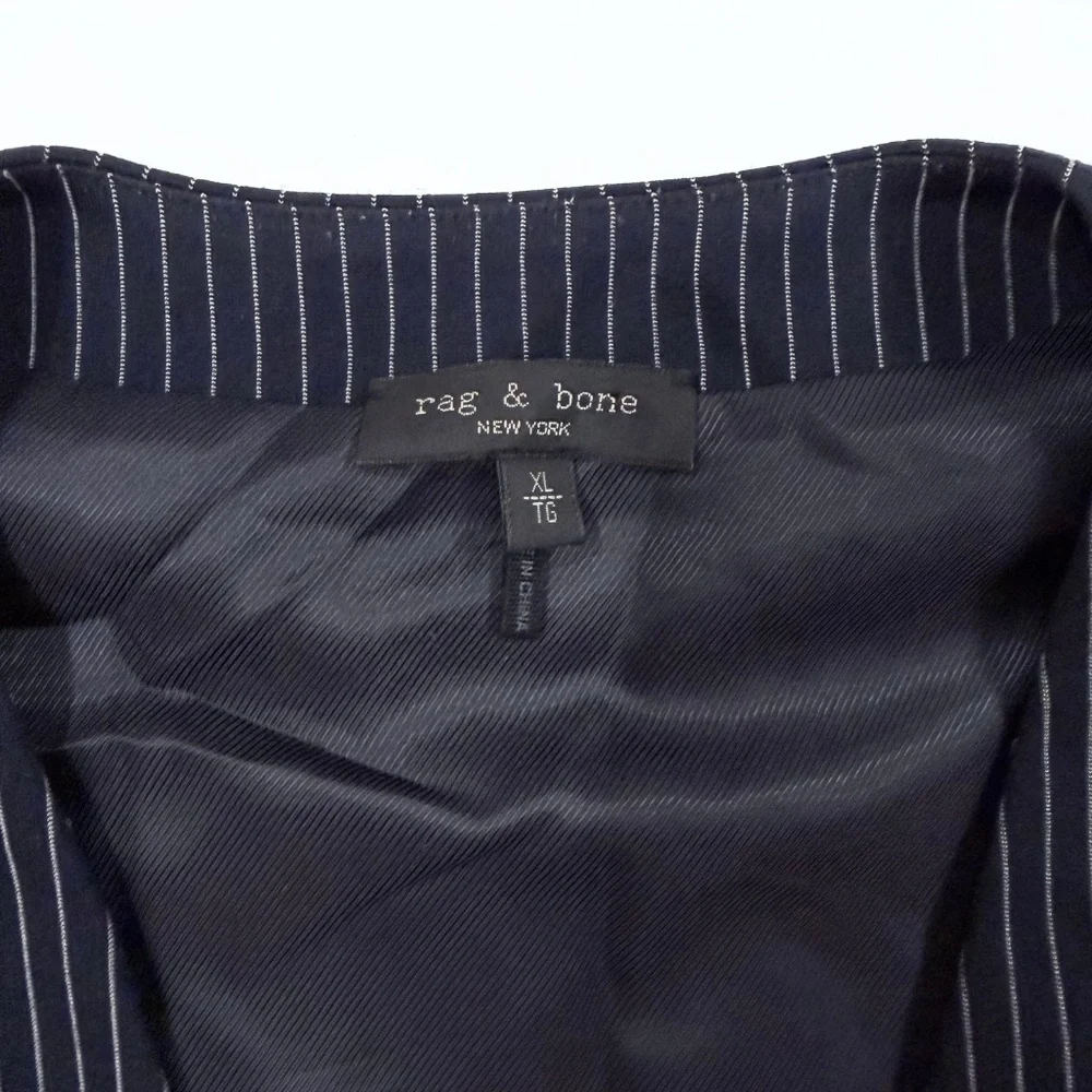 rag & bone Navy Pinstripe Wool Blend Vest - Picture 3 of 8
